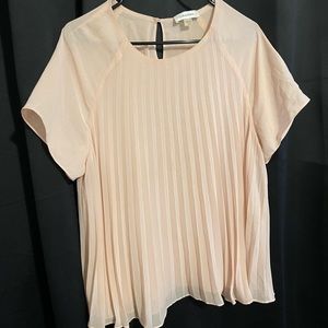 Calvin Klein baby pink accordion detail blouse